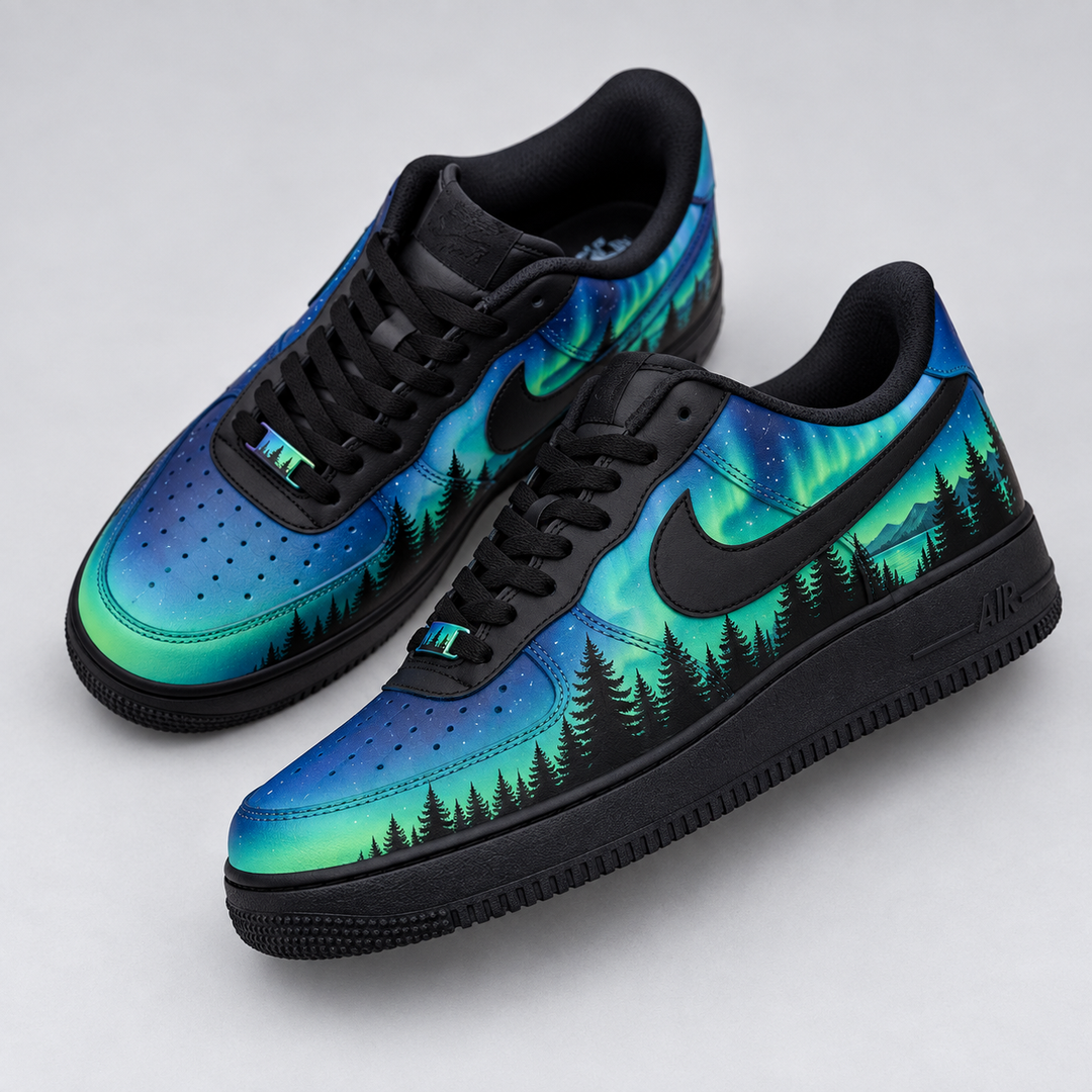 Hand Painted Northern Lights Custom Air Force 1 Sneakers