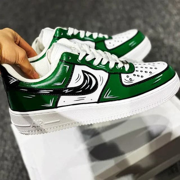 Green Cartoon Lines Custom Air Force 1