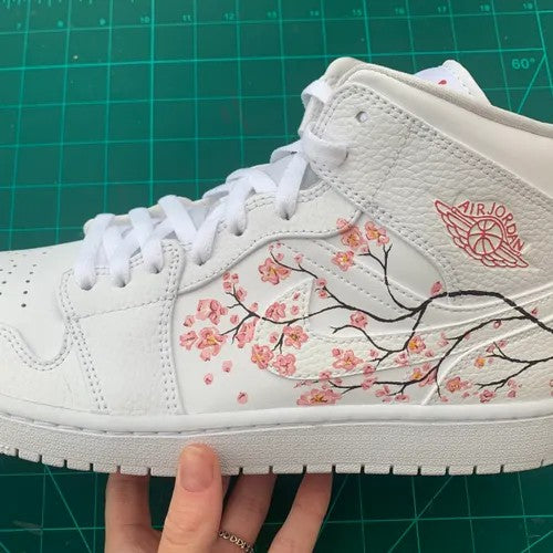 Custom Air Jordan 1 Branches With Pink Flowers