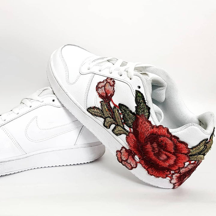 Embroidery Rose Red Blue Custom Nike Air Force 1