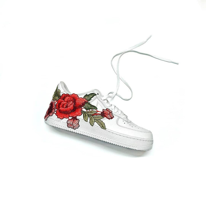 Embroidery Rose Red Custom Nike Air Force 1