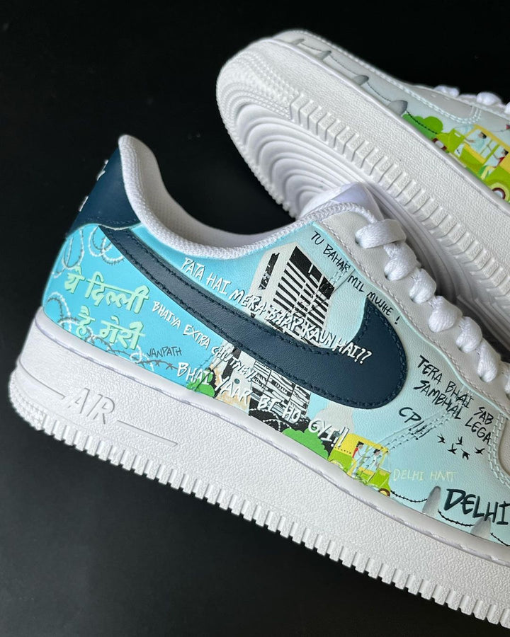 Navy Blue Blue and White Gradient Custom Air Force 1