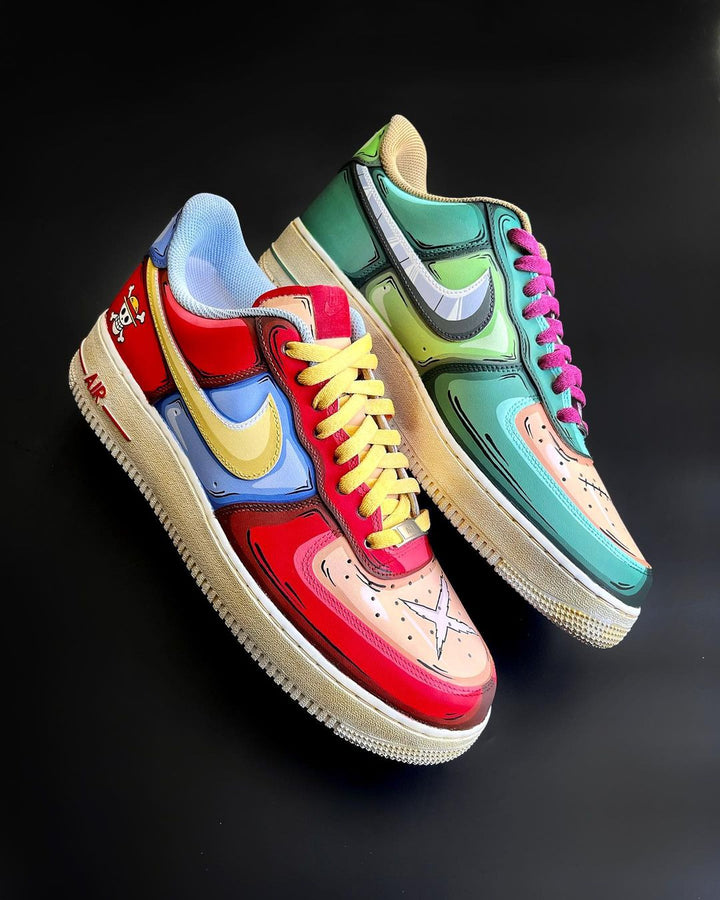 Cartoon Skeleton Green Blue Red Orange Custom Air Force 1