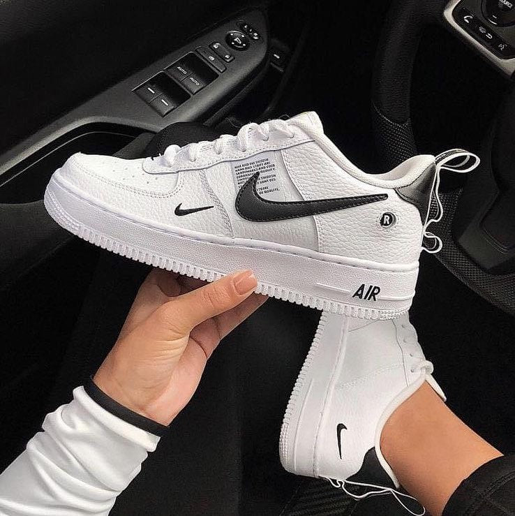 Custom Air Force 1  White Black Swoosh