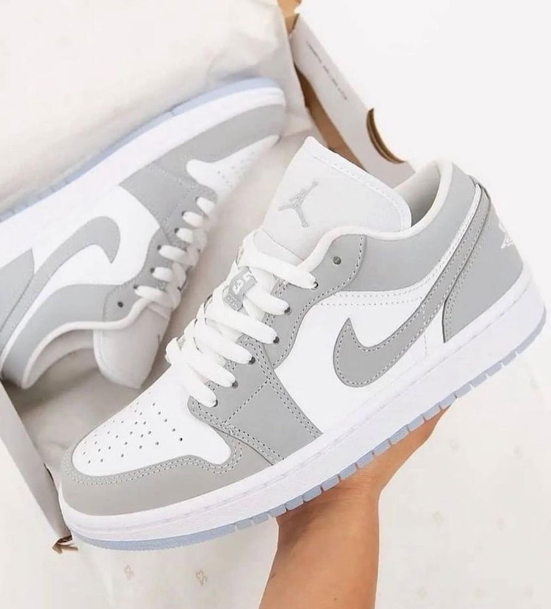 Custom Air Jordan 1 White Grey Low