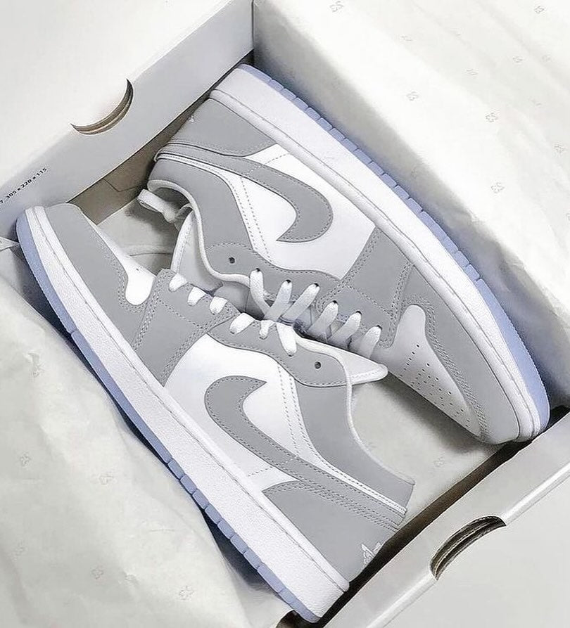 Custom Air Jordan 1 White Grey Low