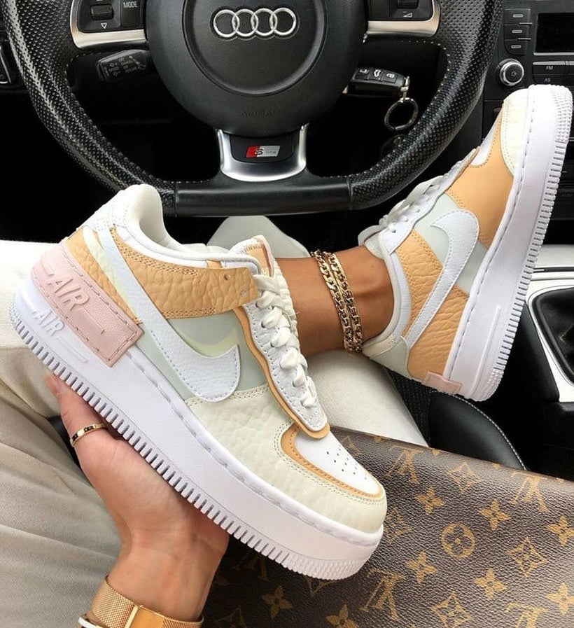 Custom Air Force 1 Orange Beige Pink