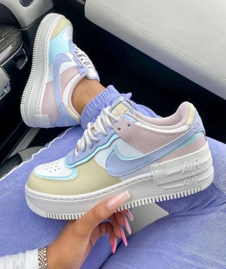 Custom Air Force 1 Purple Pink Beige Blue