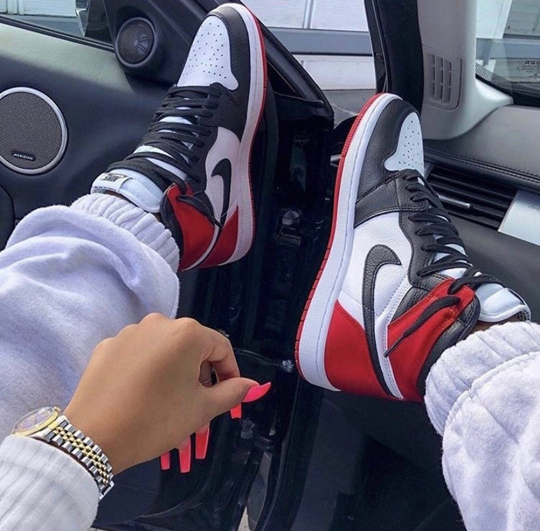 Custom Air Jordan 1 White Black Red