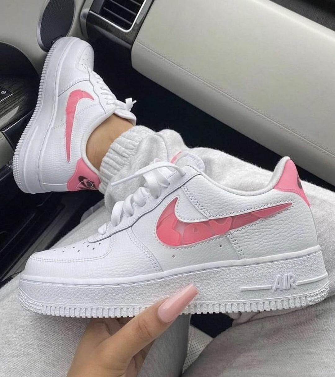 Custom Air Force 1 White Pink Jelly Swoosh