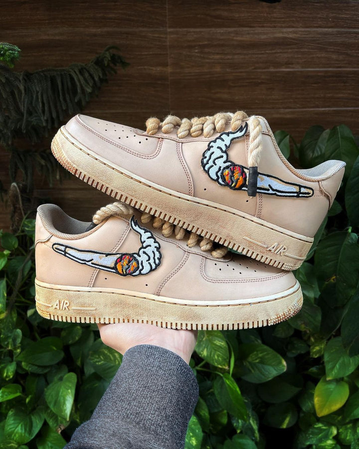 Khaki Classical Torch LV Logo Custom Air Force 1