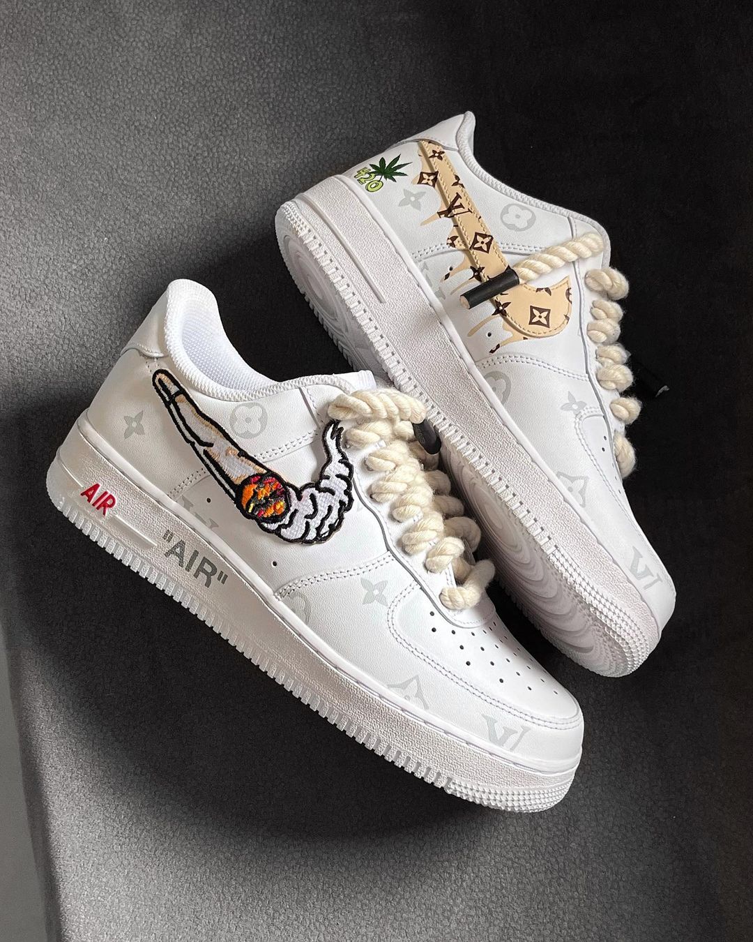 Khaki Classical Torch LV Logo Custom Air Force 1