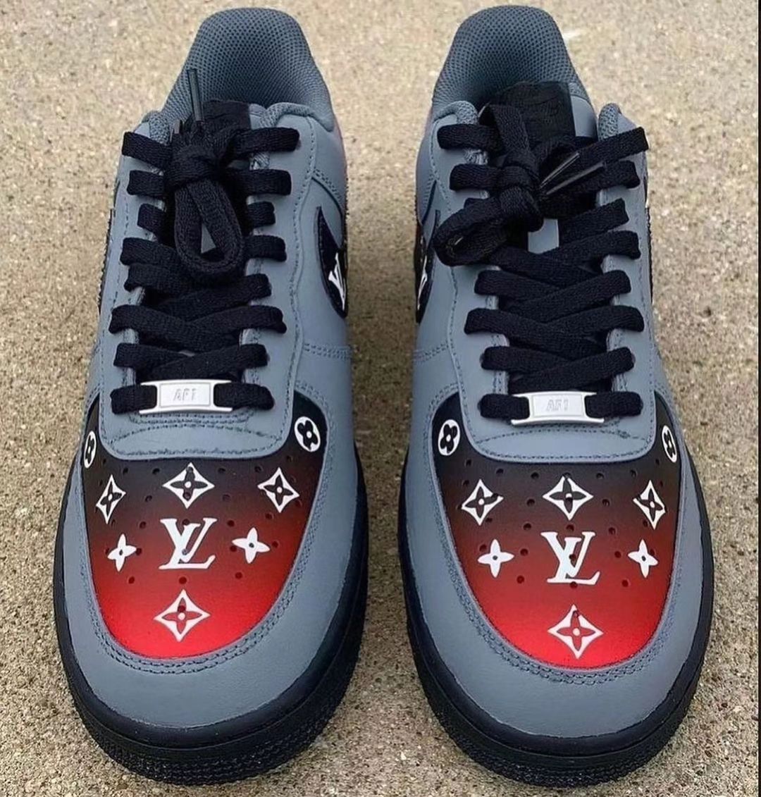 Gray Lv Logo Custom Air Force 1