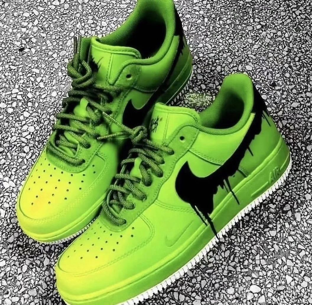 Dripping Swoosh Green Custom Air Force 1