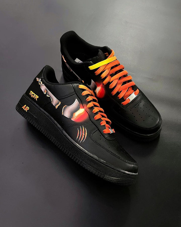 Red Black Orange Flame Flow Claw Marks Custom Air Force 1