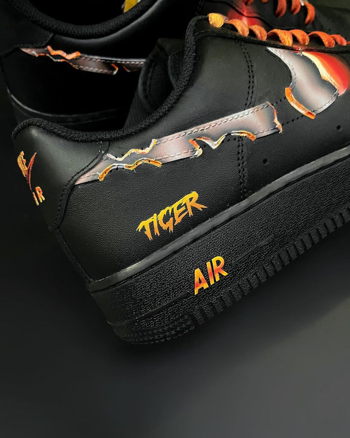 Red Black Orange Flame Flow Claw Marks Custom Air Force 1