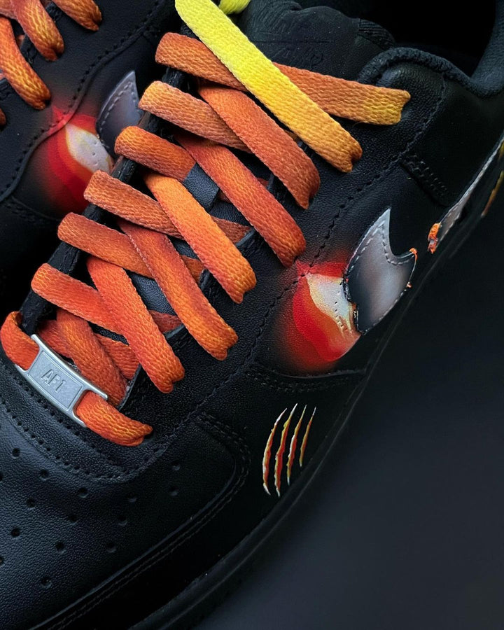 Red Black Orange Flame Flow Claw Marks Custom Air Force 1