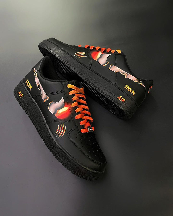 Red Black Orange Flame Flow Claw Marks Custom Air Force 1