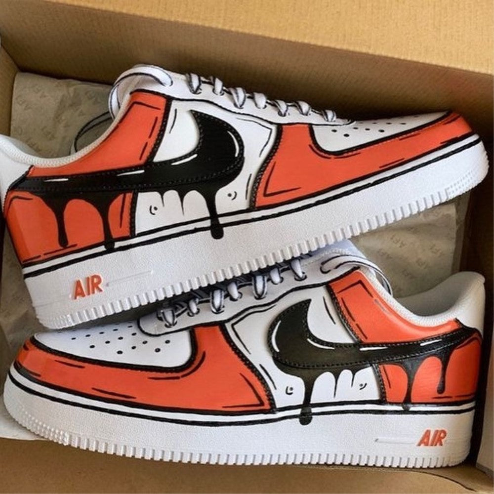 Orange Drip Cartoon Custom Air Force 1 – XX CUSTOM