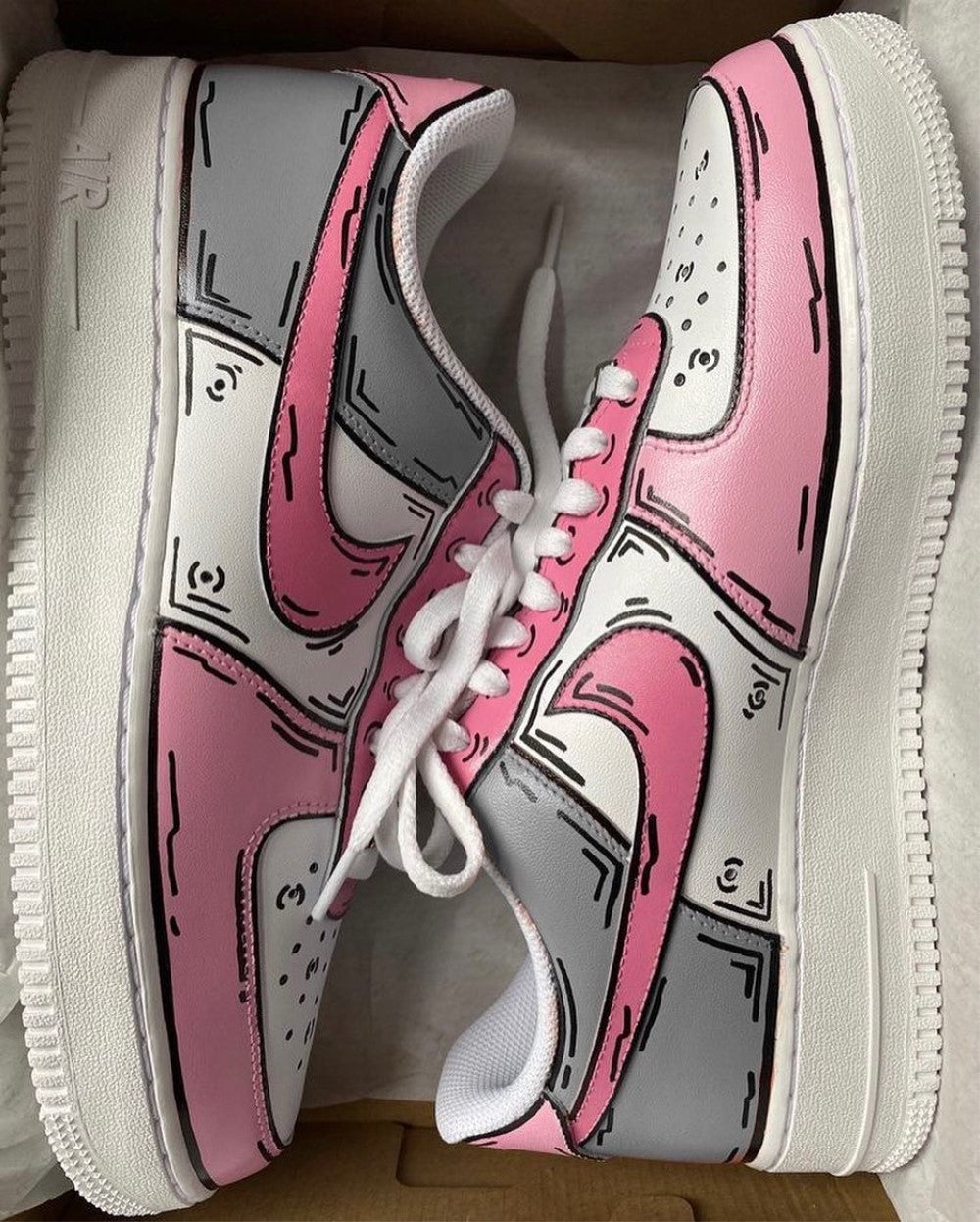 Cartoon Pink Grey Custom Air Force 1