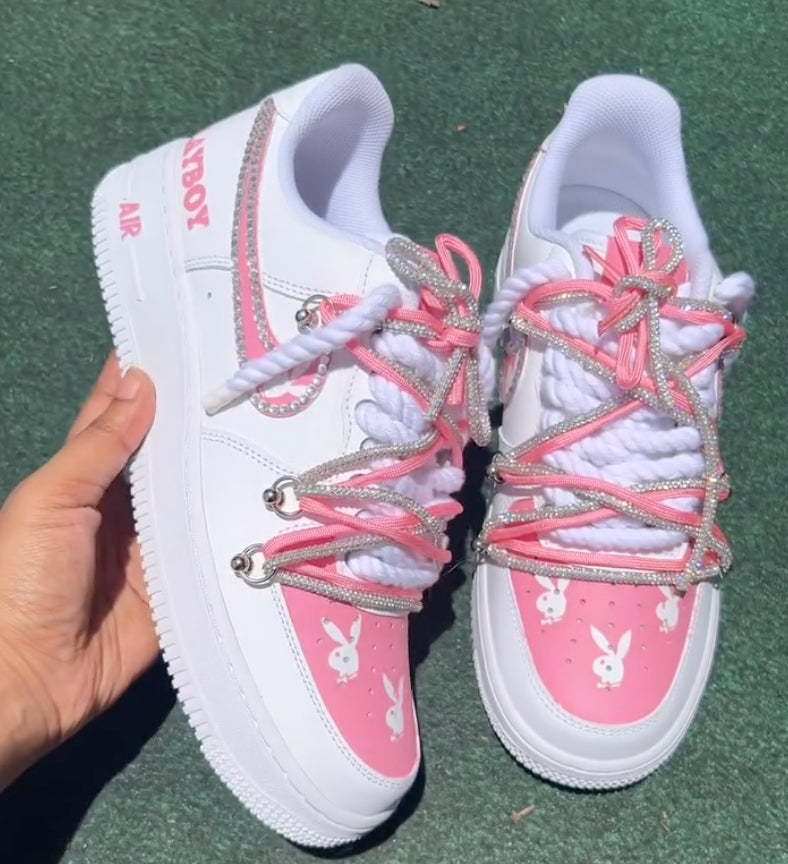 Hand Painted Pink Rhinestone Custom Air Force 1 Sneakers