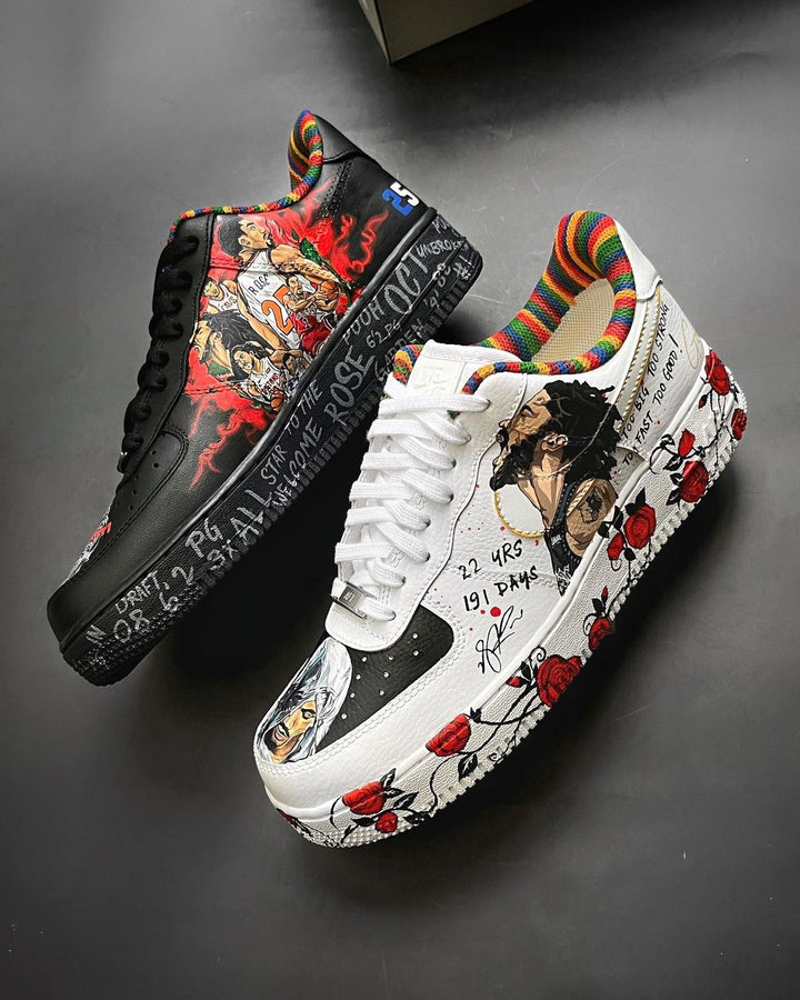 Basketball Star Rose  Black Red Custom Air Force 1