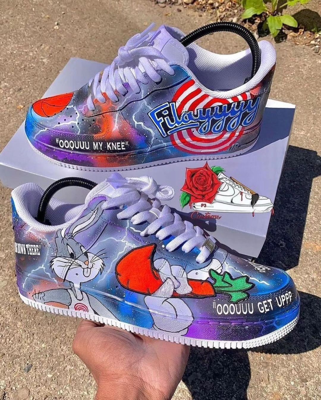 Cartoon Rabbit Red lightning Custom Air Force 1