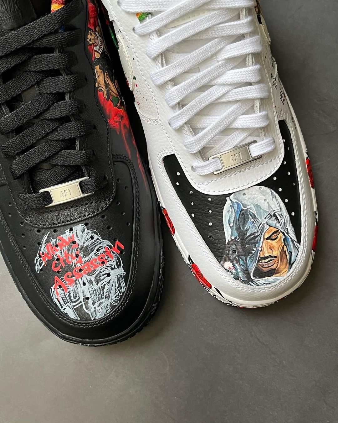 Basketball Star Rose  Black Red Custom Air Force 1