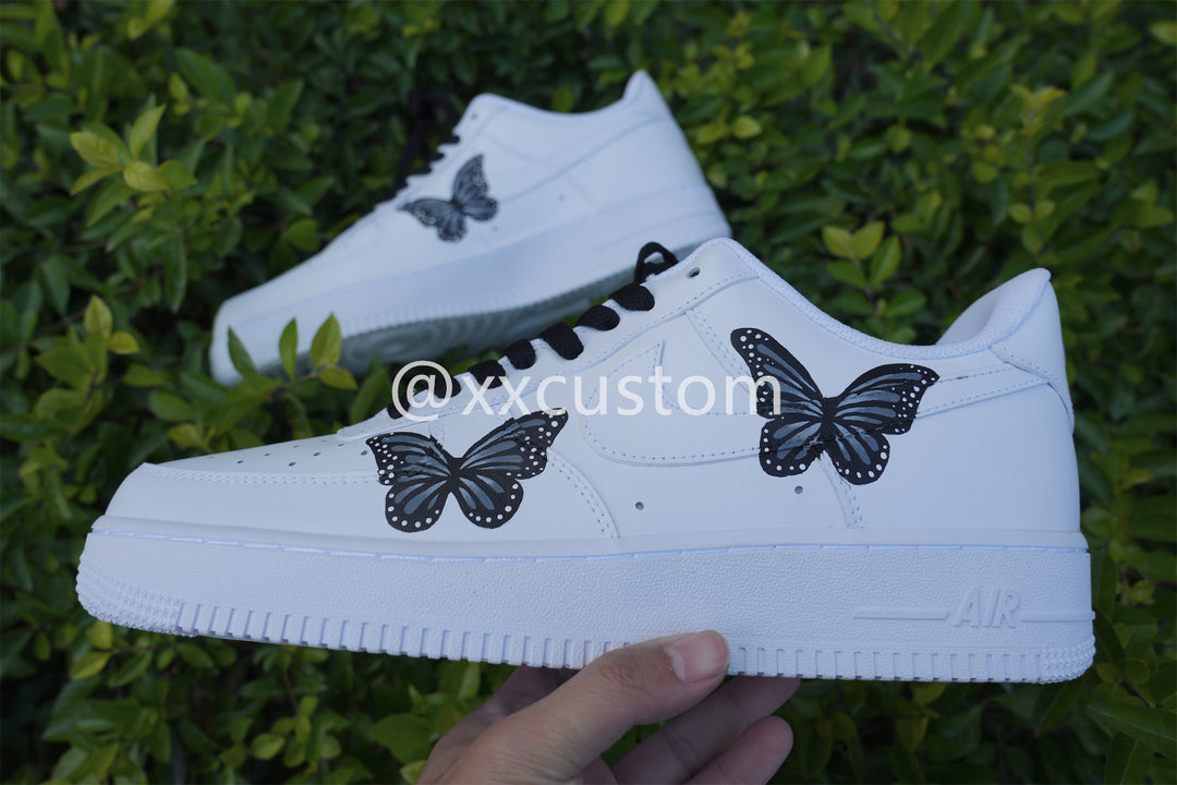 Custom Air Force 1 Dark Blue Butterfly