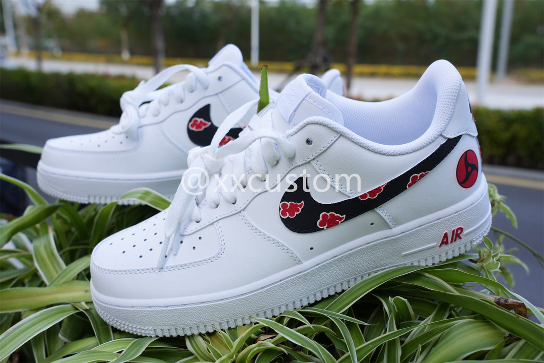 Custom Air Force 1 Black  Red Cloud Swoosh