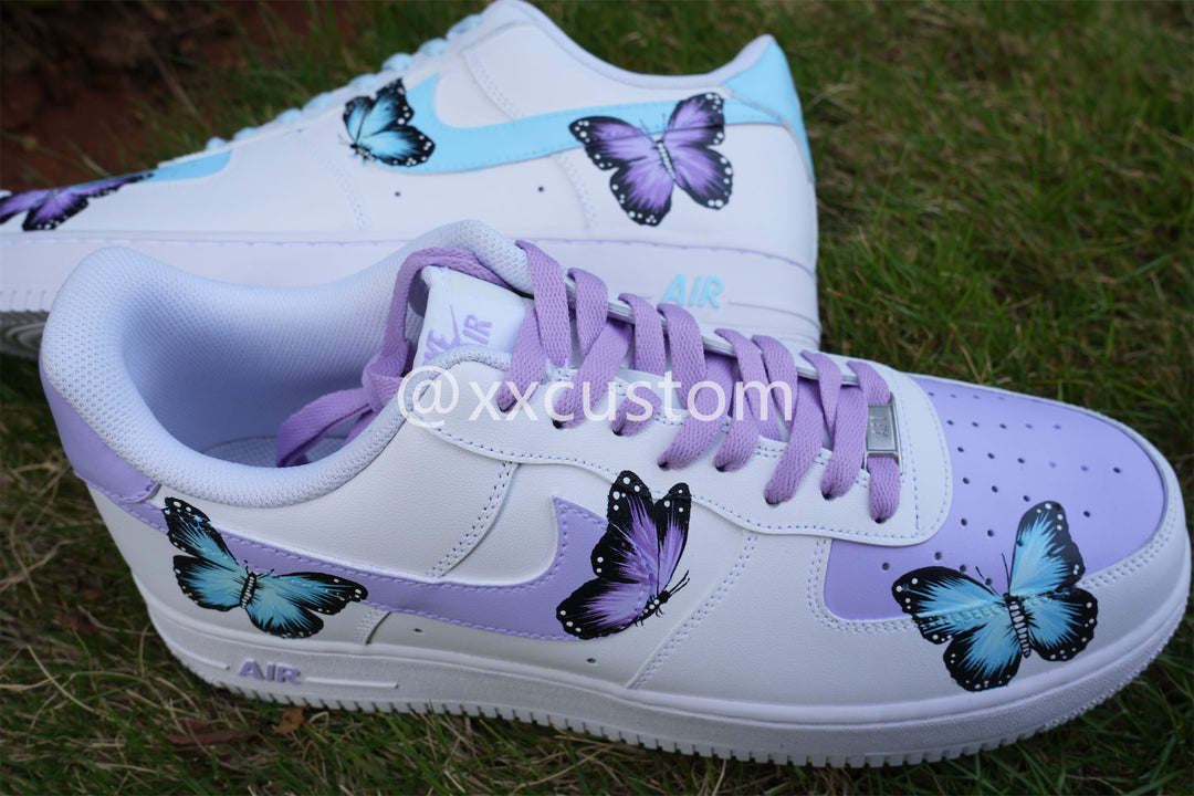 Custom Air Force 1 Purple Blue Butterfly