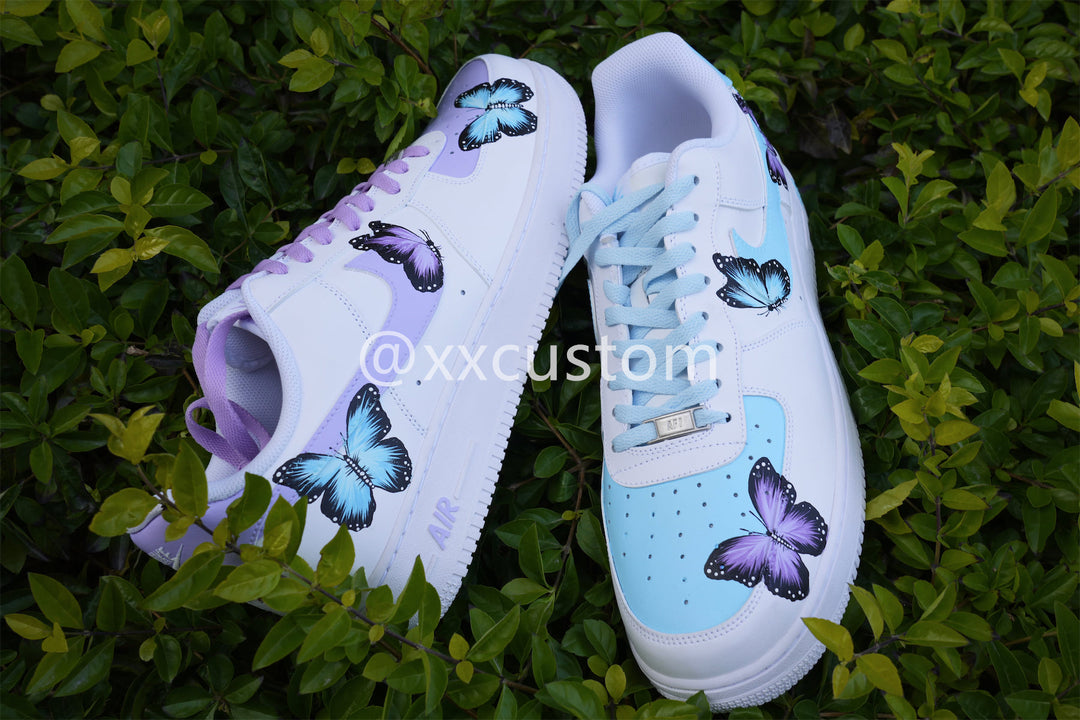 Custom Air Force 1 Blue Purple Butterfly