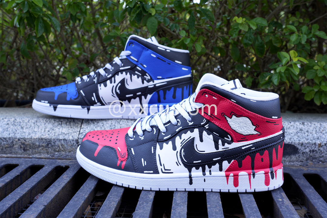 Dripping Black Red Blue Custom Air Jordan 1