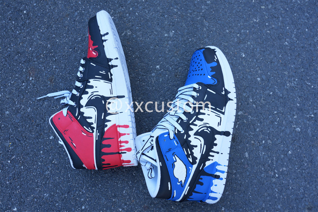 Red Blue Black Dripping Custom Air Jordan 1