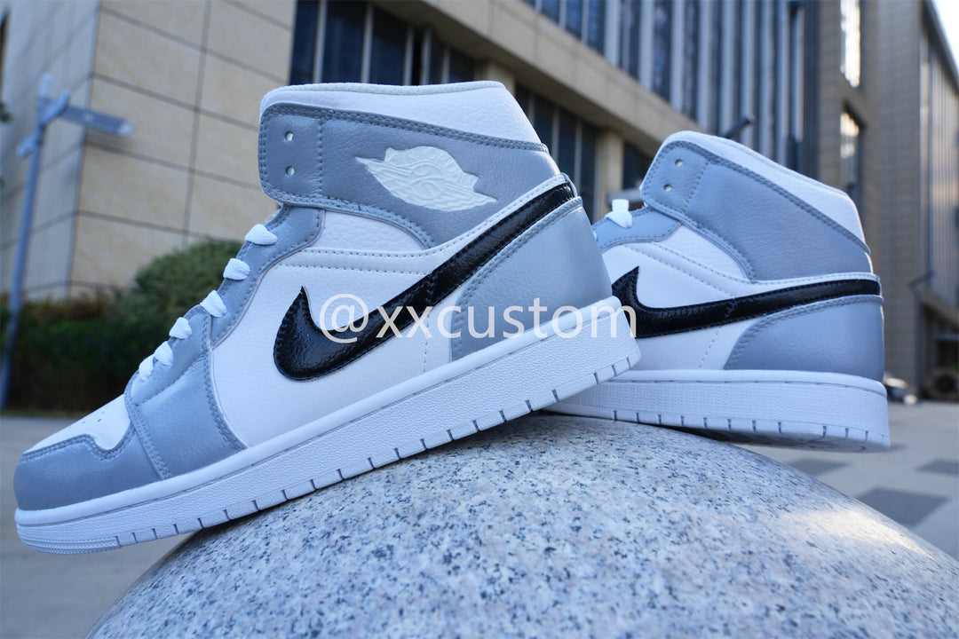 Custom Air Jordan 1 White Light Blue Black