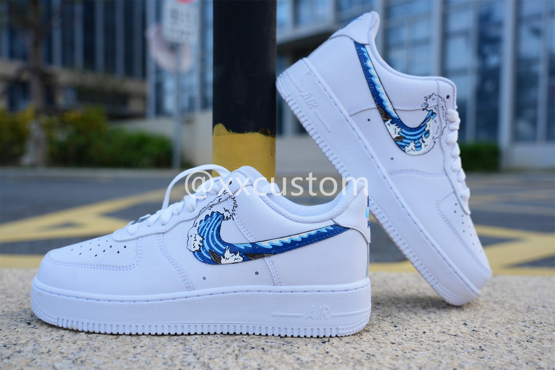 Wave Light Blue White Custom Air Jordan 1