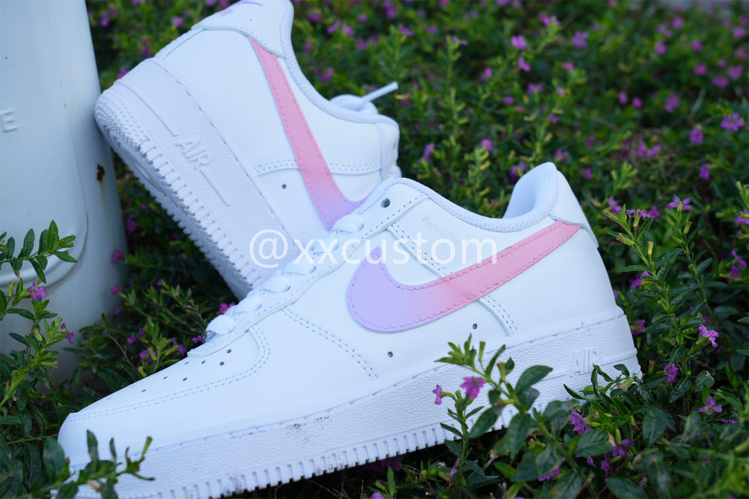 Custom Air Jordan 1 Purple Pink Gradient Swoosh White