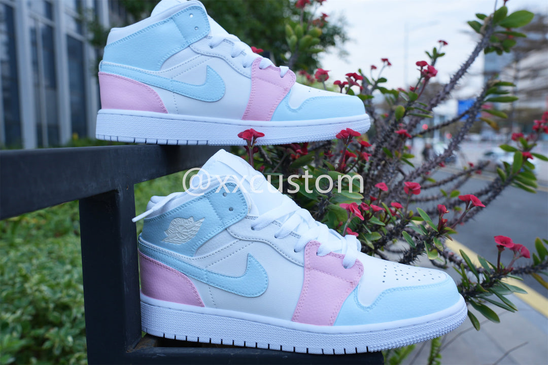 Custom Air Jordan 1 Pink Blue White