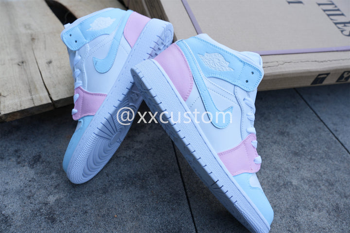 Custom Air Force 1 Blue White Pink