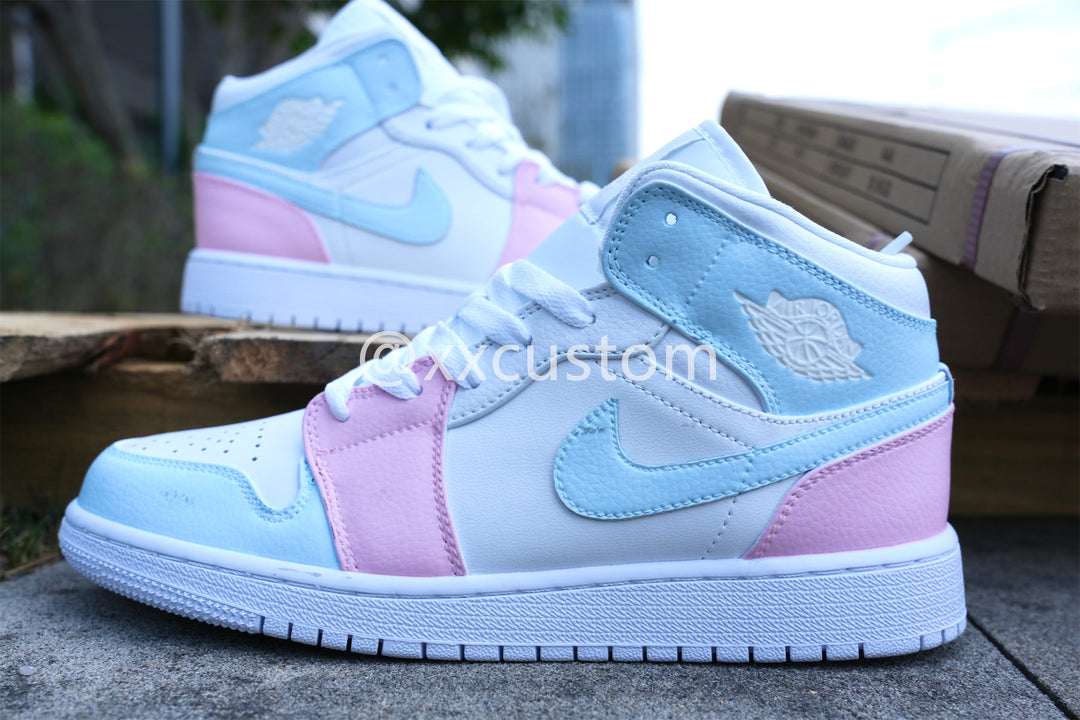 Custom Air Jordan 1 Blue Pink White