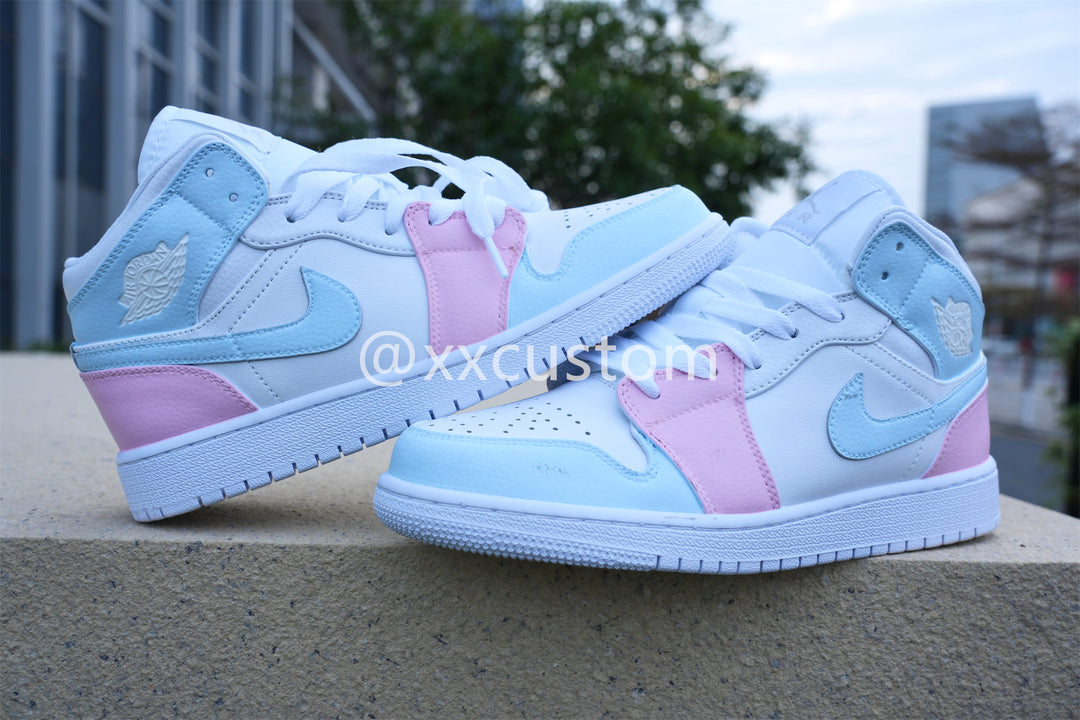 Custom Air Force 1 Blue White Pink