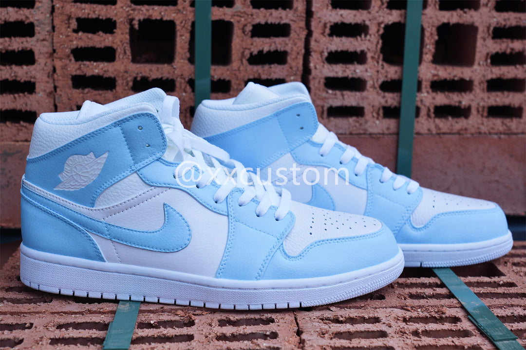 Custom Air Jordan 1 White Blue Swoosh