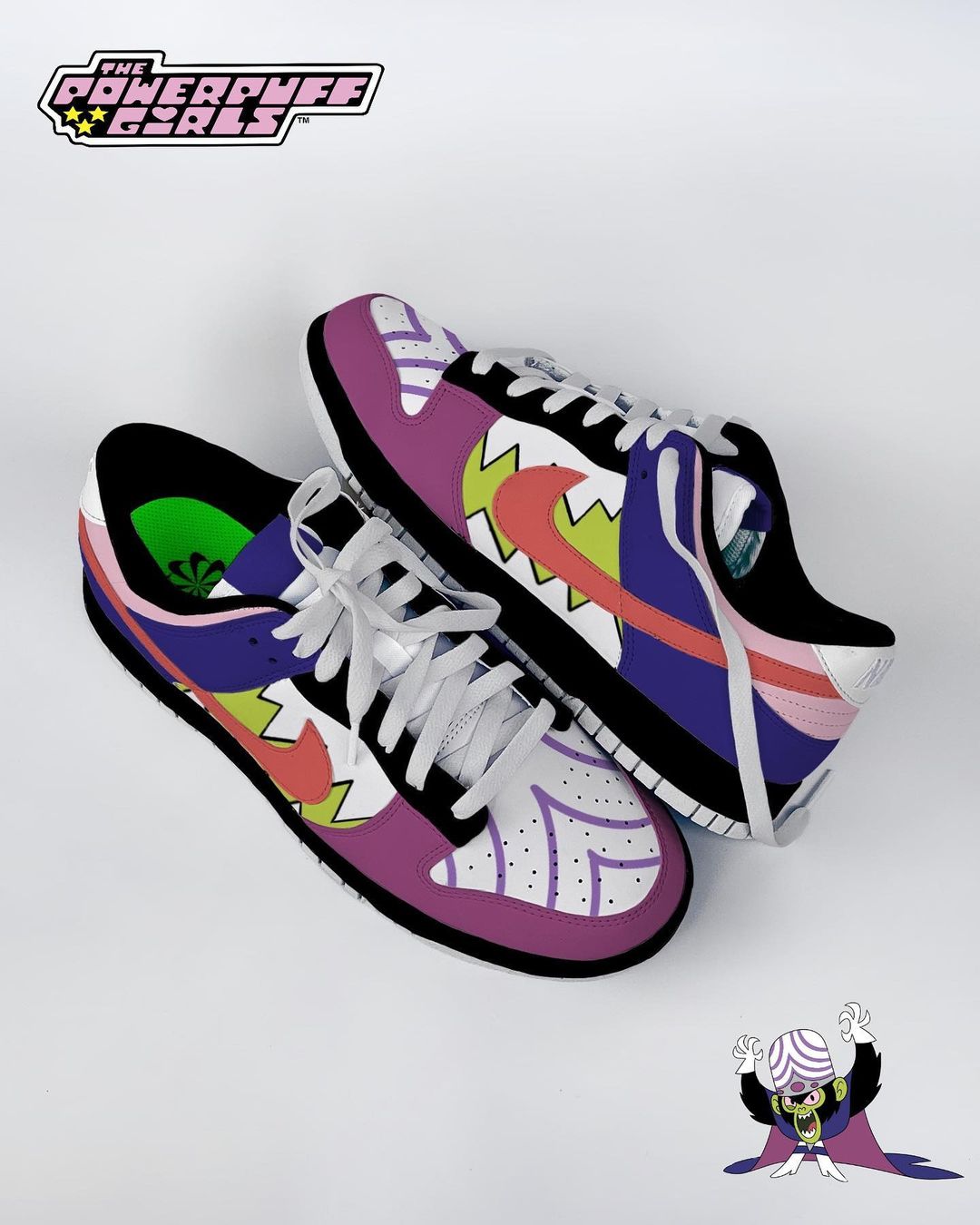 Cartoon Blue Purpie Orange Black Green Custom Air Force 1