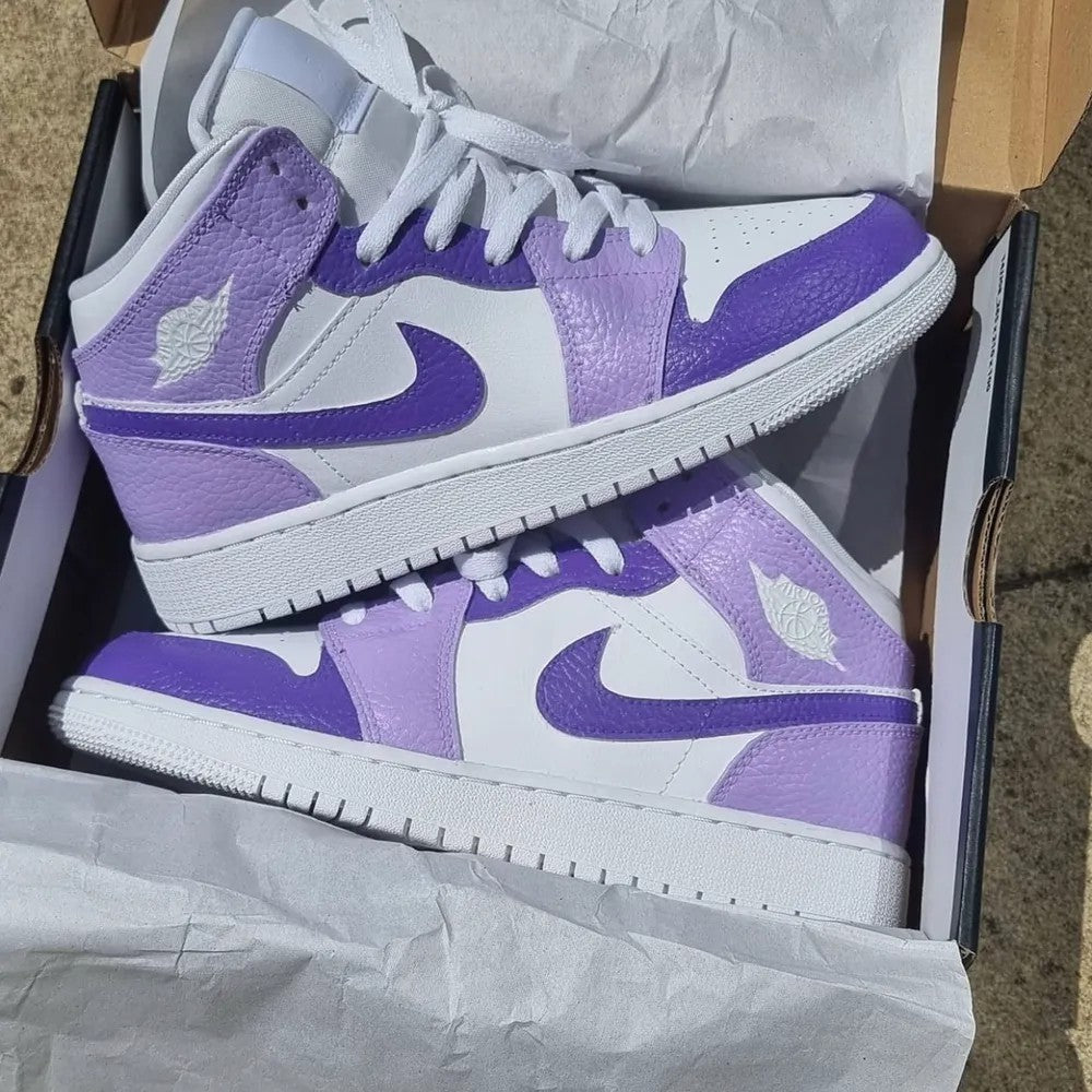 Custom Air Jordan 1 Dark And Light Purple Mid