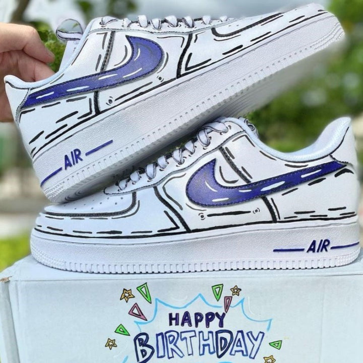 Purple Cartoon Line Custom Air Force 1