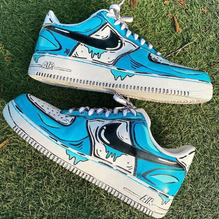 Blue Cartoon Drip Custom Air Force 1