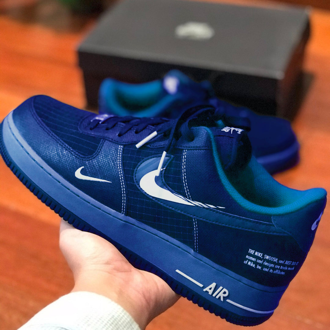 Custom Air Force 1 Blue White Fonts Grid