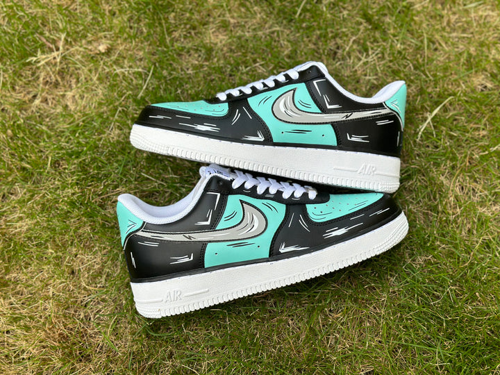 Custom Air Force 1 Blue Black Cartoon