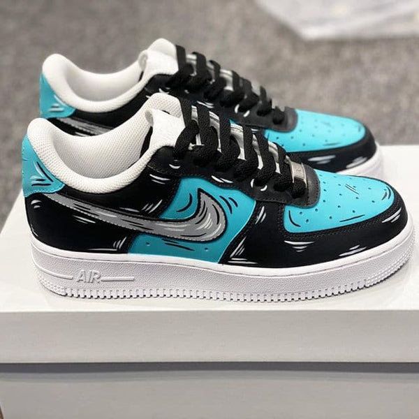 Blue Green Cartoon Lines Custom Air Force 1