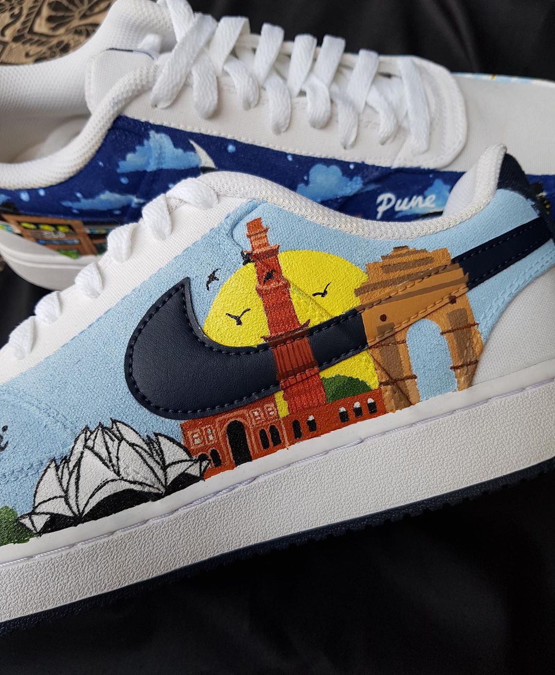 Village Moon Night Cloud Dark Light Blue Black Custom Air Force 1 XX CUSTOM